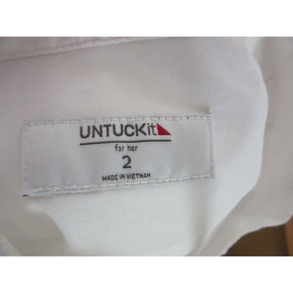 Untuckit White Long Sleeve Button Down Cotton Shirt For Women Size 2 - Picture 6 of 6